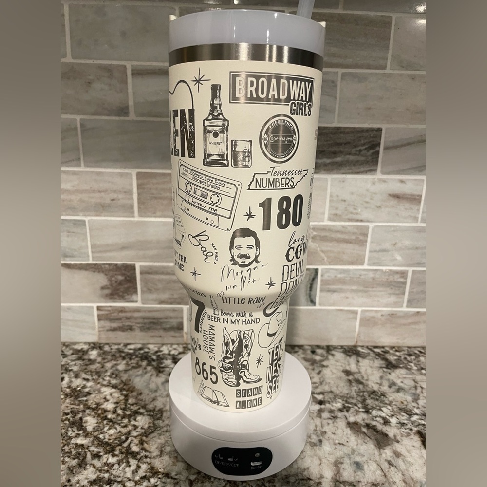 Morgan wallen laser engraved Stanley tumbler pick size color Valentines Day Gift - Picture 4 of 10